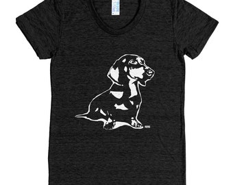 Dachshund Womens Tshirts, Personalized Womens Tri Blend T-shirt, Doxie Dachshund T Shirt, Wiener Dog Shirt, Dog Owner Gift, Girlfriend Gift
