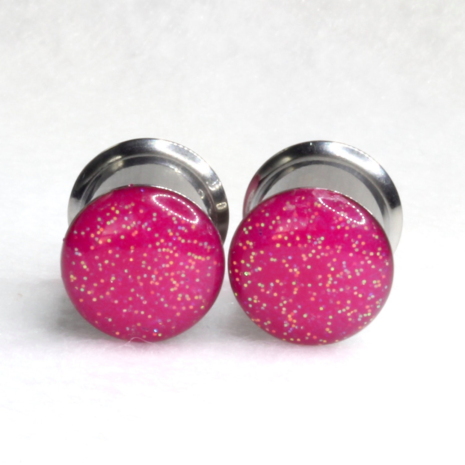 Pink Plugs Gauge Earrings Ear Gages Glitter Gauge Ear