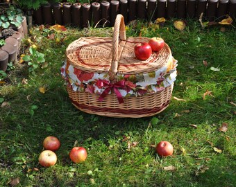 Hand woven basket, handmade wicker basket, romantic basket, wicker picnic basket, handwoven basket, camping basket, willow picnic basket,