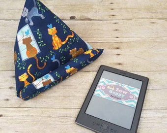 iPad Holder ~ Gift for Cat Lover ~ Cute Cat Tablet Stand ~ Cat Mom Gift ~ iPad Mini Teens Gift ~ Cat Desk Accessories ~ Kindle Holder Pillow