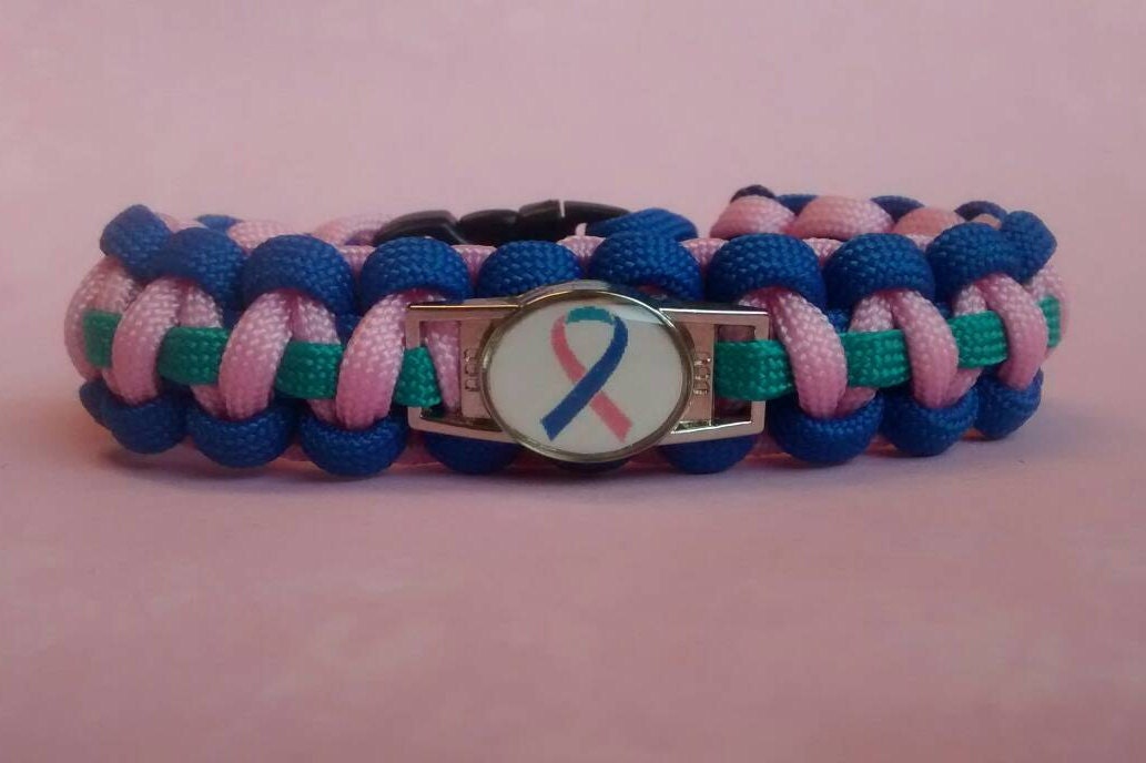 Thyroid Cancer Paracord Bracelet w/Custom Made Charms