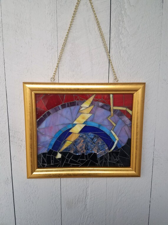 Lightning Bolt Mosaic Artwork/8x10 Inch by GlassArtBySammyHart