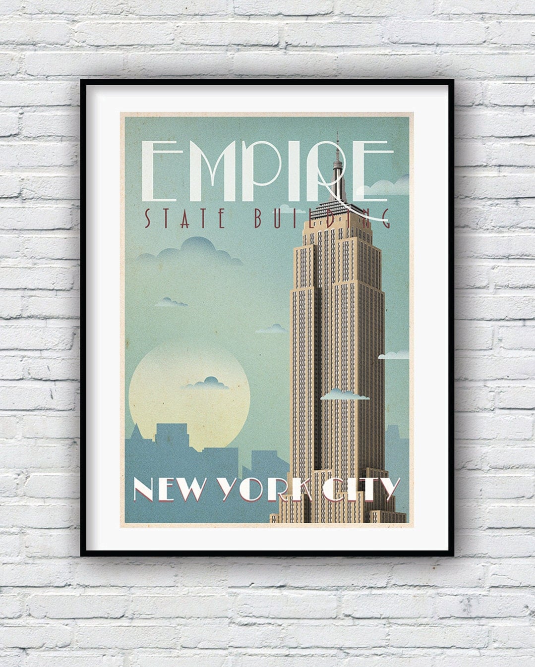 Art Deco New York Poster Empire State Building New York