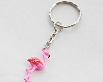 Flamingo Keychain, Flamingo Accessories, Kitsch Keychain, Flamingo Key Ring, Flamingo Jewelry, Flamingo Gift, Summer Keychain, Pink Flamingo