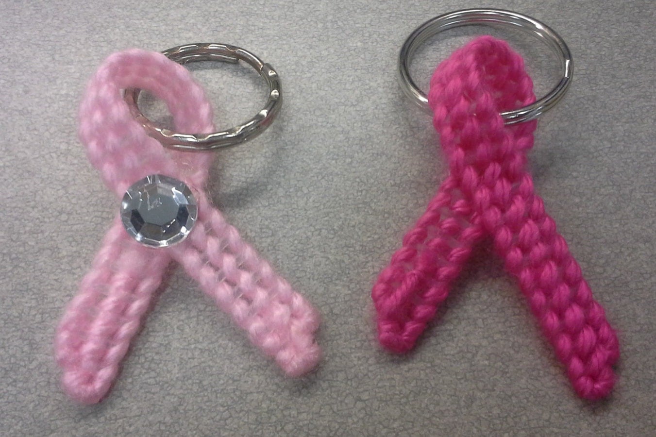 Plastic Canvas Cancer Awareness Ribbon Keychain