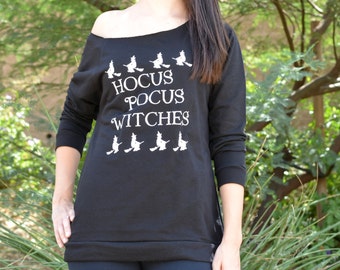It's Just A Bunch of Hocus Pocus Tee, Sizes S-2X, Halloween shirt, Halloween off shoulder, halloween slouchy sweatshirt, small medium large