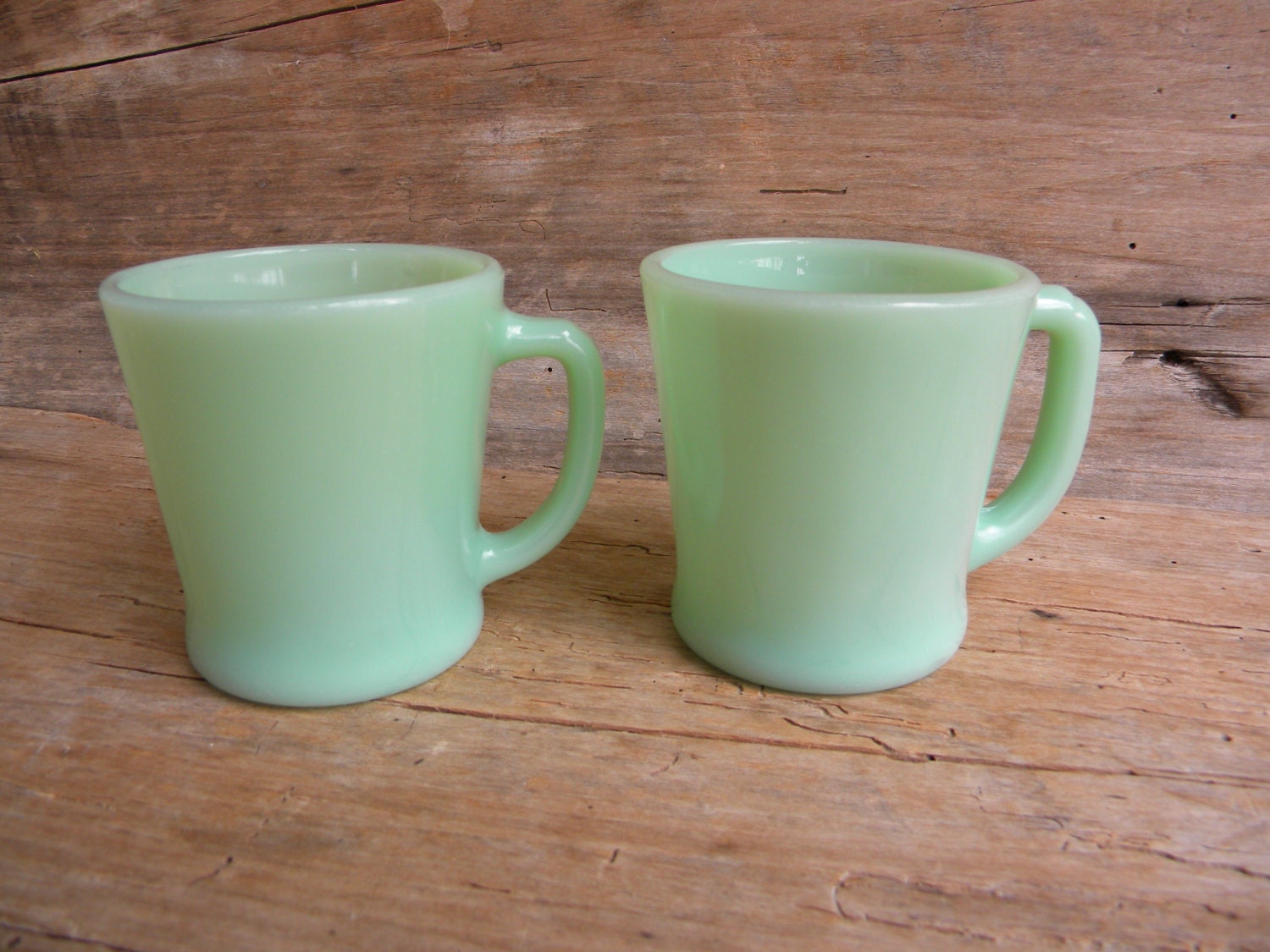 Set of 2 Vintage Fire King Jadeite Coffee Mugs / Jadeite Fire