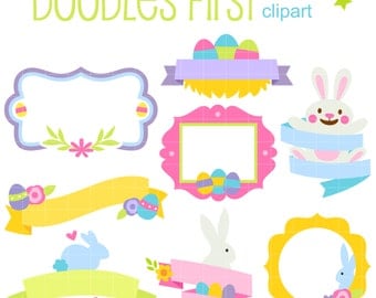 Easter Frames and Banners Digital Clip Art for Scrapbooking Card Making Cupcake Toppers Paper Crafts