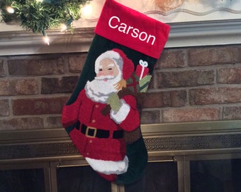 Santa Tufted Christmas Stockings-Personalized, Christmas stocking, Santa stocking, Tufted stocking, hooked stockings, Personalized stocking