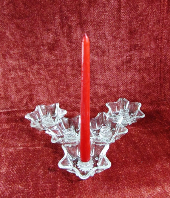 Star Shaped Candle Holders Vintage Clear Glass by BeanzVintiques