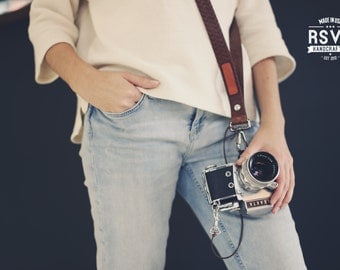 Custom Sling Leather Camera Strap, Handmade personalized gift, Shoulder Sling, Camera Harness Adjustable, Custom name initials, Chevron