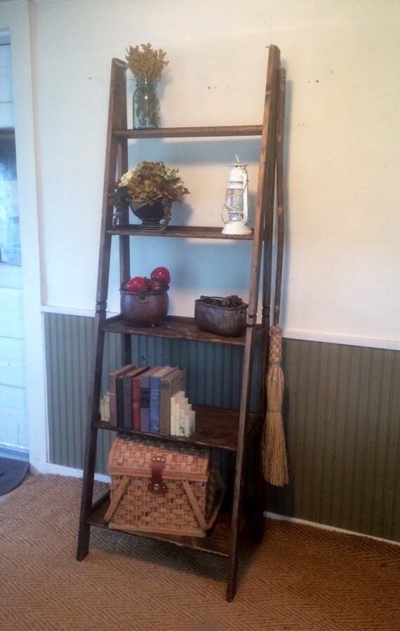 Handmade Rustic Ladder Shelf Primitive Home by GoodRiddanceFarm