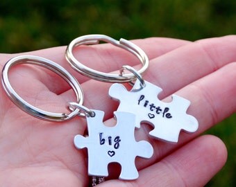 Big Little Hand Stamped Keychain Set Big Little Sorority Big Little Gift Big Little Keychain Big Little Reveal