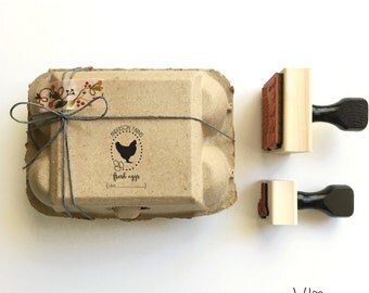 custom rubber stamp - homestead no. 3 - hand illustrated chicken & flower - fresh eggs stamp - farm stamp - handmade - personalized - coop