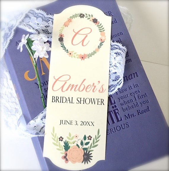 Bridal shower bookmark favors personalized by PaperLovePrints