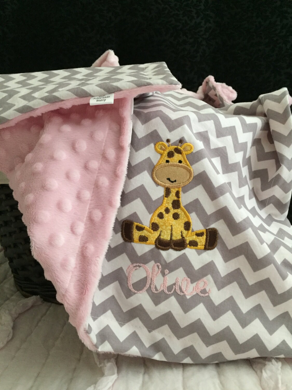 Giraffe Baby Blanket Personalized Giraffe Baby Blanket