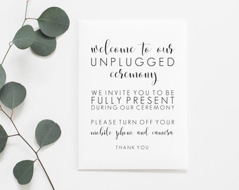 Unplugged Ceremony Printable. Unplugged Wedding Sign. Unplugged Sign. No Cell Phone Sign. Wedding Printables. Wedding Sign Printable.