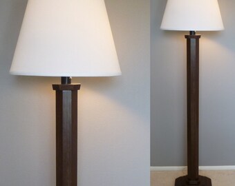 Classic wood floor lamp base in "Espresso" without shade. Includes LED bulb and free shipping to lower 48 states