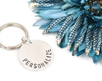 Custom Hand Stamped Keychain | Personalized Keychain Aluminum | Personalized Keychain | Engraved Keychain | Girlfriend Gift | Boyfriend Gift