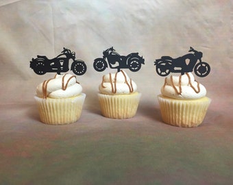 Motorcycle Cupcake Toppers, Harley Davidson Cupcake Topper, Rugged Cupcake Toppers, Edgy Cupcake Toppers, Biker Cake Topper, Cupcake Topper