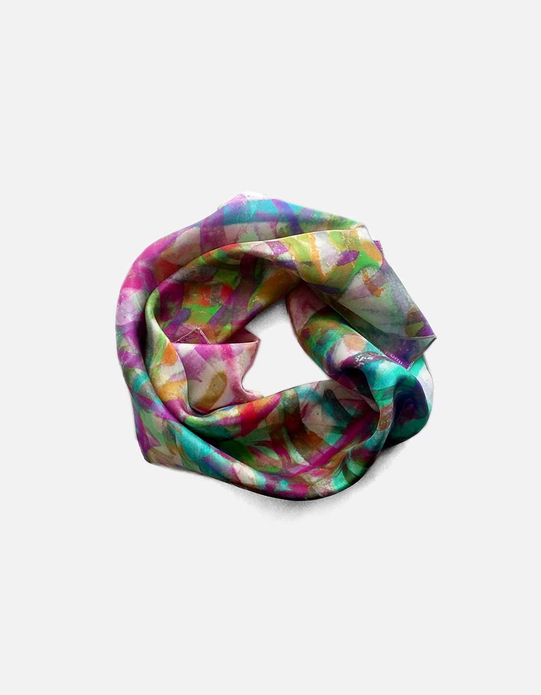 Small square silk scarf lightweight soft modern neck scarf