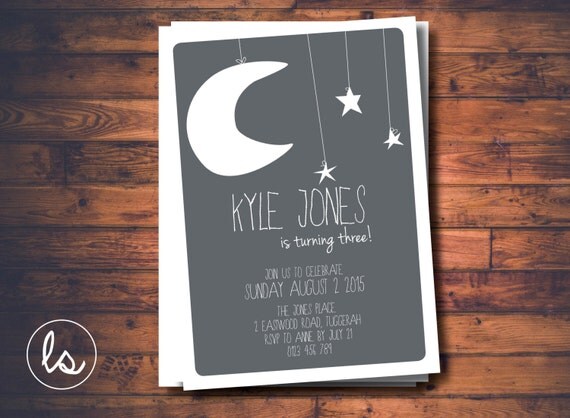 DIY PRINTABLE Moon and Stars Moon by LoveStoryInvitations