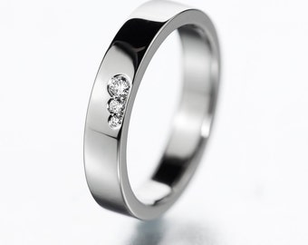 Unique wedding  band with diamonds Contemporary and modern