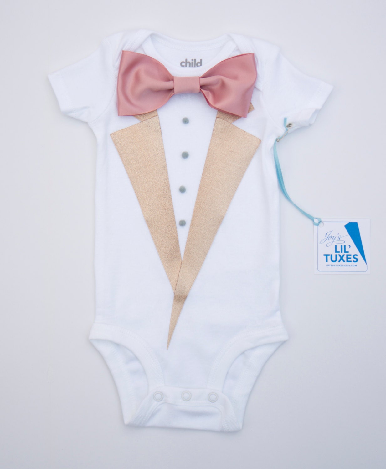 Rose Gold Baby Tuxedo bodysuit baby tux boy photo prop take