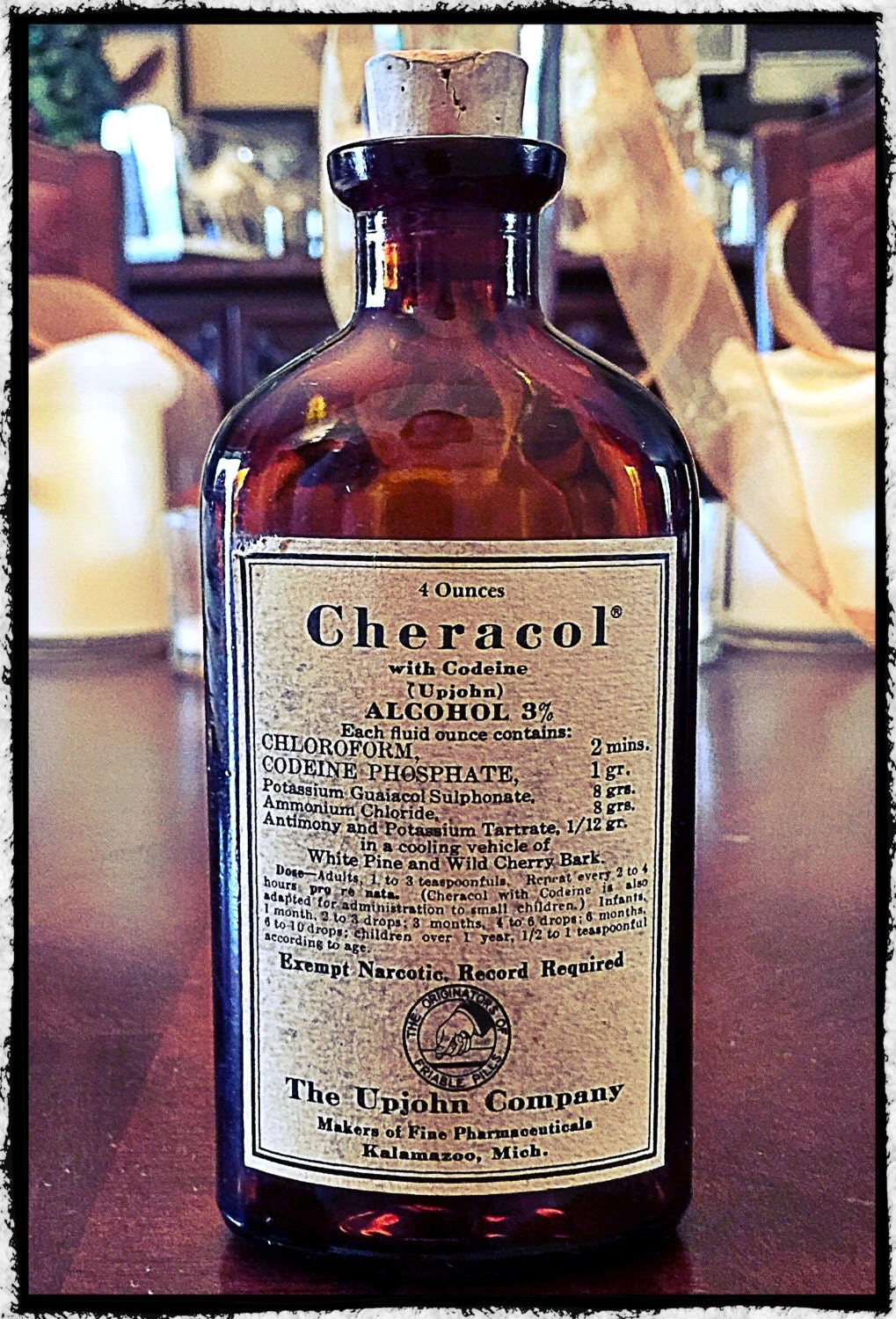 Vintage Upjohn Cheracol Cork Medicine by TheWitchInTheWoods