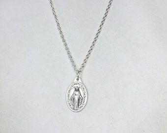 MIRACULOUS MEDAL Necklace~Religious Medal-Mary Immaculate Conception-Thick or thin chain-religious gift-confirmation-grads-Christian jewelry