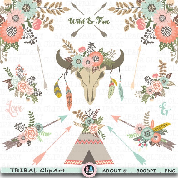 Tribal Clip Art WEDDING FLORAL TRIBAL Clip   Il Fullxfull.1016890946 Lw35 