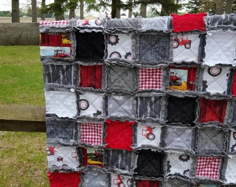 Case IH Inspired Baby Rag Quilt - Case International Harvester Baby Quilt - Exclusively from OCKBaby - Tractor Baby Bedding
