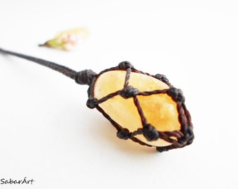 Citrine necklace, citrine pendant, mens necklace, november birthstone, citrine jewelry, healing stones, prosperity stone, bright yellow