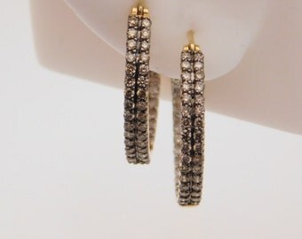 1.00 Carat T.W. Round Cut Yellow Diamond Hoop Earrings 14K Yellow Gold