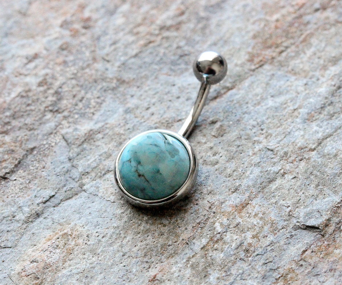 Turquoise Belly Button Ring 316l Surgical Steel Turquoise