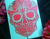 Day of the Dead Skull laser cut wedding invitation Detailed flowers dia de los muertos party