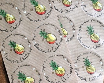PINEAPPLE - Personalised labels - Custom kraft paper stickers - Round, Oval, 2" labels - homemade preserves and cosmetics