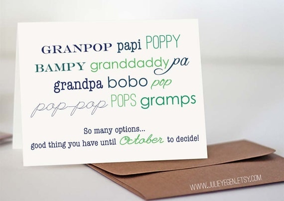  Grandpa Grandma Nicknames Pregnancy Announcement Card