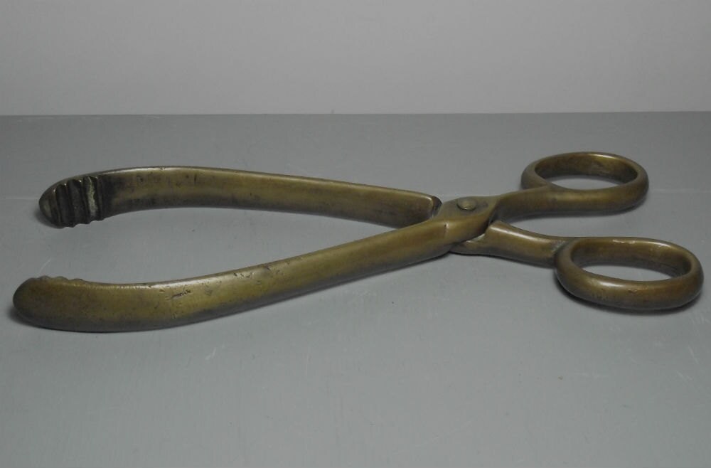 Vintage Pair of Coal Tongs/Heavy Brass Coal Tongs/Brass Fire