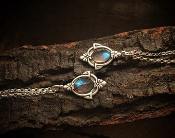 Aria- Antique Silver Labradorite Necklace, Silver Fiery Labradorite Necklace, Antique labradorite Pendant, labradorite pendant, labradorite