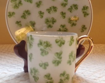 Demitasse Set Clover Pattren Cup and Saucer Vintage 1933