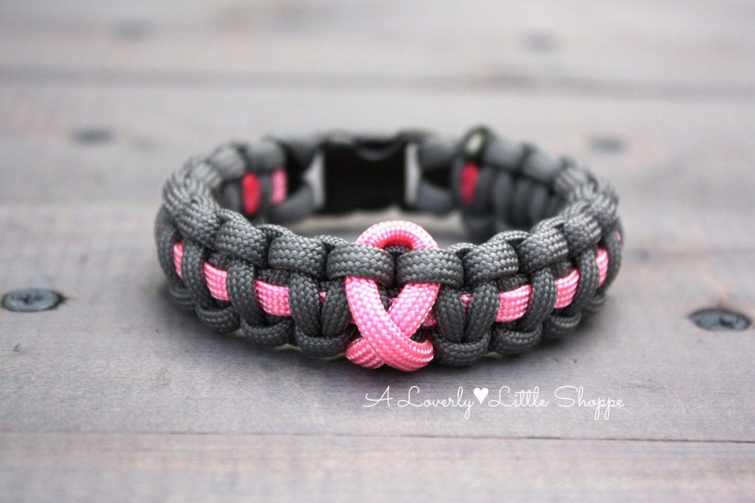 Breast Cancer Awareness Paracord Bracelet Pink Ribbon