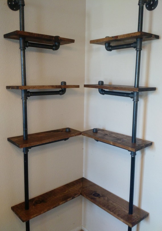 Iron Pipe Corner Shelf by EngravingEclectic on Etsy