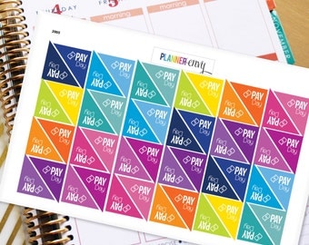 Pay Day Planner Stickers Corner Erin Condren Life Planner (ECLP) - 48 Corner Pay Day Stickers (#2005)