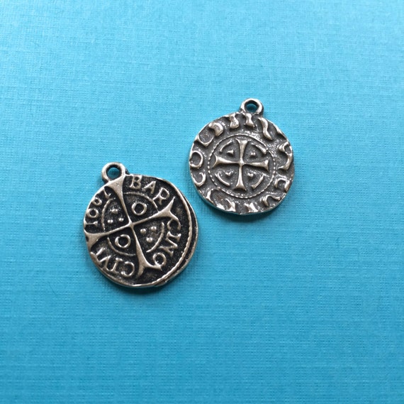 Spanish Cross Coin Silver Pendant Artisan Religious Medals