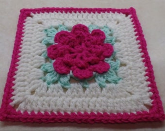 Crochet rose Granny Square pattern DIGITAL DOWNLOAD ONLY