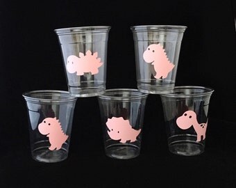 Dinosaur Party Cups - Dinosaur Baby Shower - Prehistoric Birthday Party Supplies - Long Neck - T-Rex - Dino Party - Disposable Plastic Cups