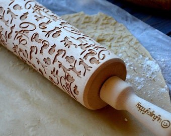 Cat Lover Gift Custom Rolling Pin Roller Wooden Engraved Housewarming Baker Cook Gift for Mom Mother Girlfriend Bride Daughter in law| 21 |