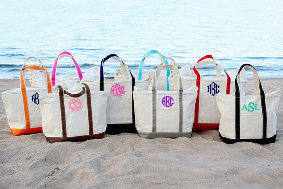 Monogram Tote Bag Personalized Large Canvas Monogrammed