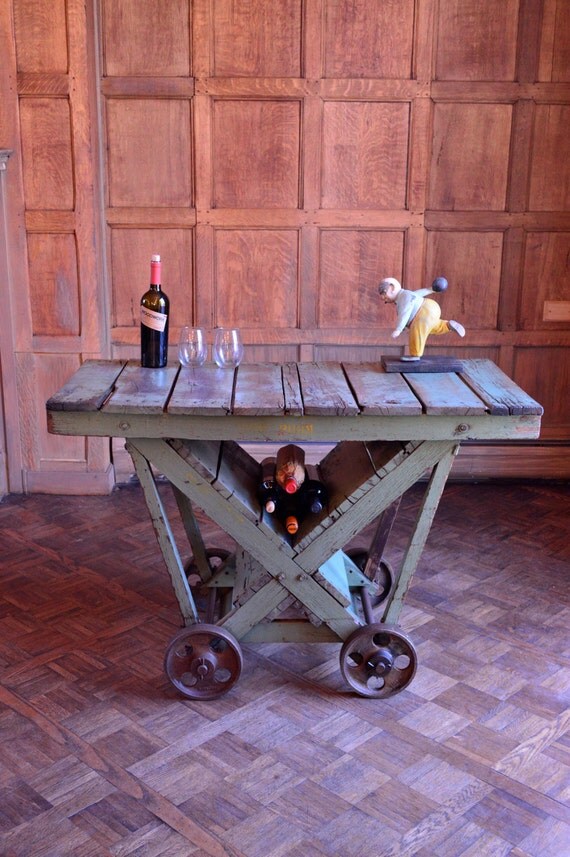 Vintage Factory Cart Industrial Factory Die Cart by